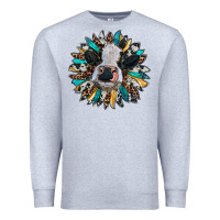 Heather Grey baby cow with sunflower Premium Sweatshirt - RanaPortraitStore