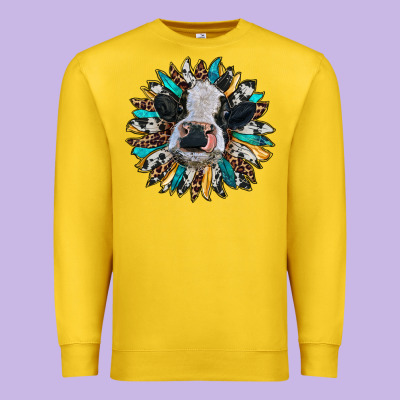 Baby Cow With Sunflower Premium Sweatshirt Designed By Ranaportraitstore
