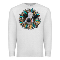 Oatmeal Heather baby cow with sunflower Premium Sweatshirt - RanaPortraitStore