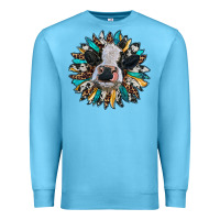 Ocean Blue baby cow with sunflower Premium Sweatshirt - RanaPortraitStore