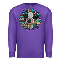 Purple baby cow with sunflower Premium Sweatshirt - RanaPortraitStore
