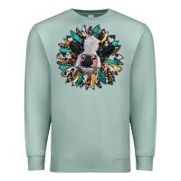 Seafoam baby cow with sunflower Premium Sweatshirt - RanaPortraitStore