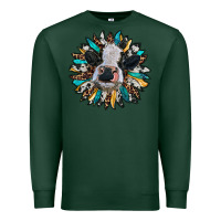 Sports Green baby cow with sunflower Premium Sweatshirt - RanaPortraitStore