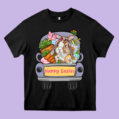 Happy Easter Bunny Truck Easter Day Heavy Core Tee Designed By Cowgirlartshop