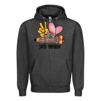 Charcoal Heather peace love 3rd grade Zipper Hoodie - JahusDesignShop