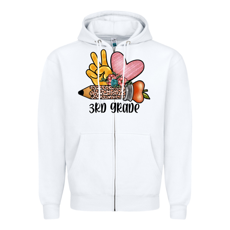 Peace Love 3rd Grade Zipper Hoodie by JahusDesignShop | Teevron