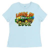 Baby Blue Loads of luck with tractor St. Patricks Day Ladies Tee - FaDigitalArtStudio