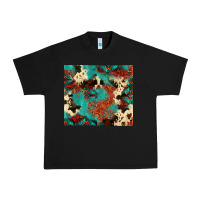 Black Serape Turquoise Glitter Cowhide  Tooled Leather  Tumbler Urban Heavy Tee - FaDigitalArtStudio