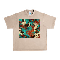 French Oak Serape Turquoise Glitter Cowhide  Tooled Leather  Tumbler Urban Heavy Tee - FaDigitalArtStudio
