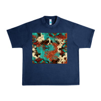 Navy Serape Turquoise Glitter Cowhide  Tooled Leather  Tumbler Urban Heavy Tee - FaDigitalArtStudio