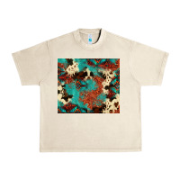 Sandshell Serape Turquoise Glitter Cowhide  Tooled Leather  Tumbler Urban Heavy Tee - FaDigitalArtStudio