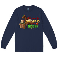 Navy All I Want For Christmas Is A Horse Long Sleeve Tee - LillyAllenDesigns