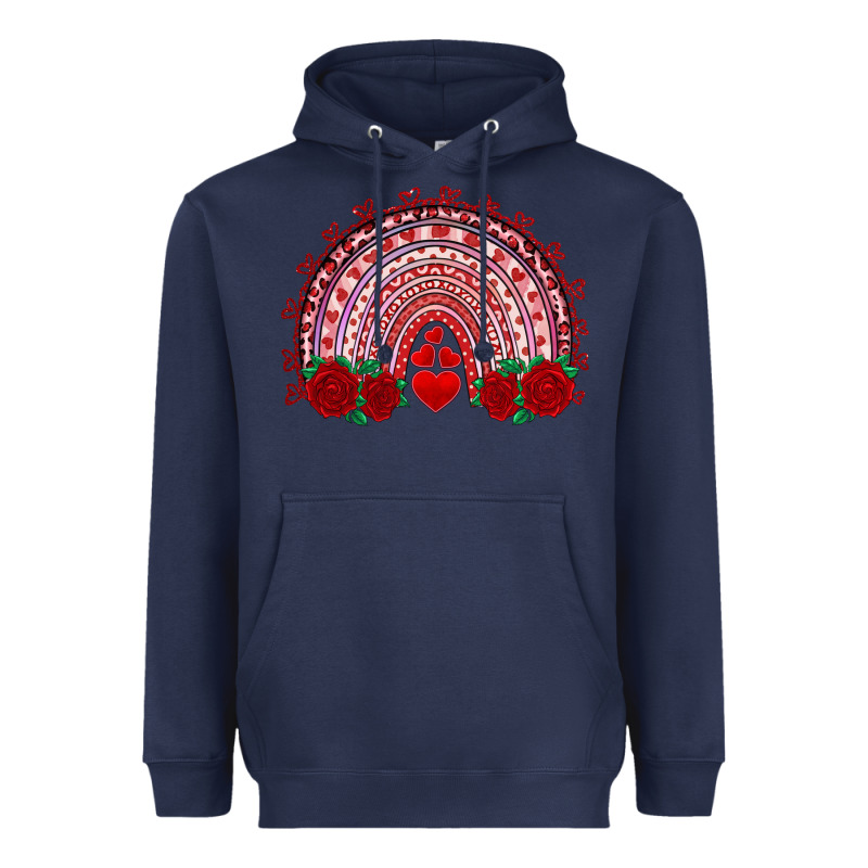 Valentines Day Rainbow With Roses Heavyweight Hoodie by RanaPortraitStore | Teevron