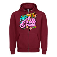 Burgundy hello 4th grade Zipper Hoodie - JahusDesignShop
