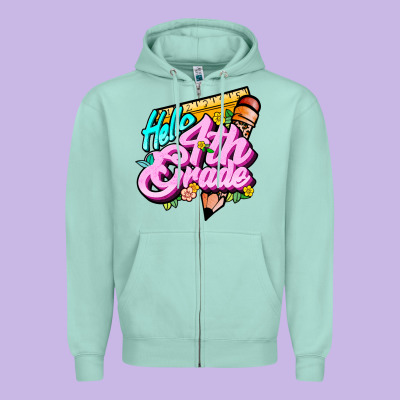 Hello 4th Grade Zipper Hoodie Designed By Jahusdesignshop