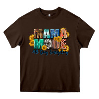 Chocolate Brown Mama mode all day everyday  Mother's Day Heavy Core Tee - CowGirlArtShop