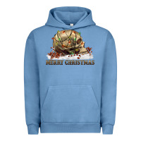 Pigment Pebble Blue Merry christmas skull Urban Hoodie - RanaPortraitStore