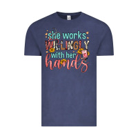 Vintage Denim she works willingly with her hands Vintage Tee - FaDigitalArtStudio