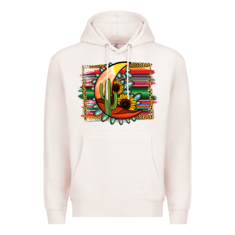Turquoise Desert Moon Serape Background Premium Hoodie by Jasminsmagicworld | Teevron