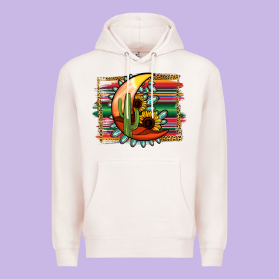 Turquoise Desert Moon Serape Background Premium Hoodie Designed By Jasminsmagicworld