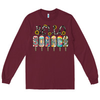 Burgundy name vibrant summer greeting with popsicles Long Sleeve Tee - CowhideDigitalArt