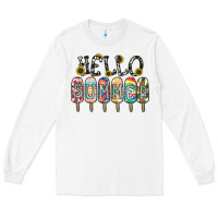 White name vibrant summer greeting with popsicles Long Sleeve Tee - CowhideDigitalArt