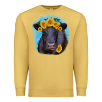 Antique Gold black angus with sunflower Premium Sweatshirt - RanaPortraitStore