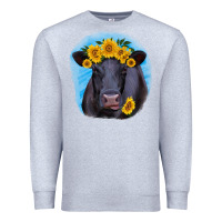 Heather Grey black angus with sunflower Premium Sweatshirt - RanaPortraitStore