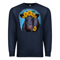 Navy black angus with sunflower Premium Sweatshirt - RanaPortraitStore
