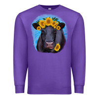 Purple black angus with sunflower Premium Sweatshirt - RanaPortraitStore