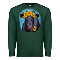 Sports Green black angus with sunflower Premium Sweatshirt - RanaPortraitStore