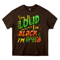Chocolate Brown Say it loud i'm black and i'm proud Heavy Core Tee - HowdyJamesFarm