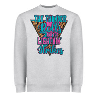 Heather Grey THE THUNDER ROLLS AND THE LIGHTNIN’ STRİKES Heavyweight Sweatshirt - JahusDesignShop