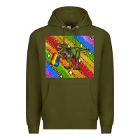 Army Green lgbtq dinosaur t rex tumbler Premium Hoodie - Artiststas