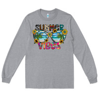 Heather Grey Summer Vibes Long Sleeve Tee - CowhideDigitalArt