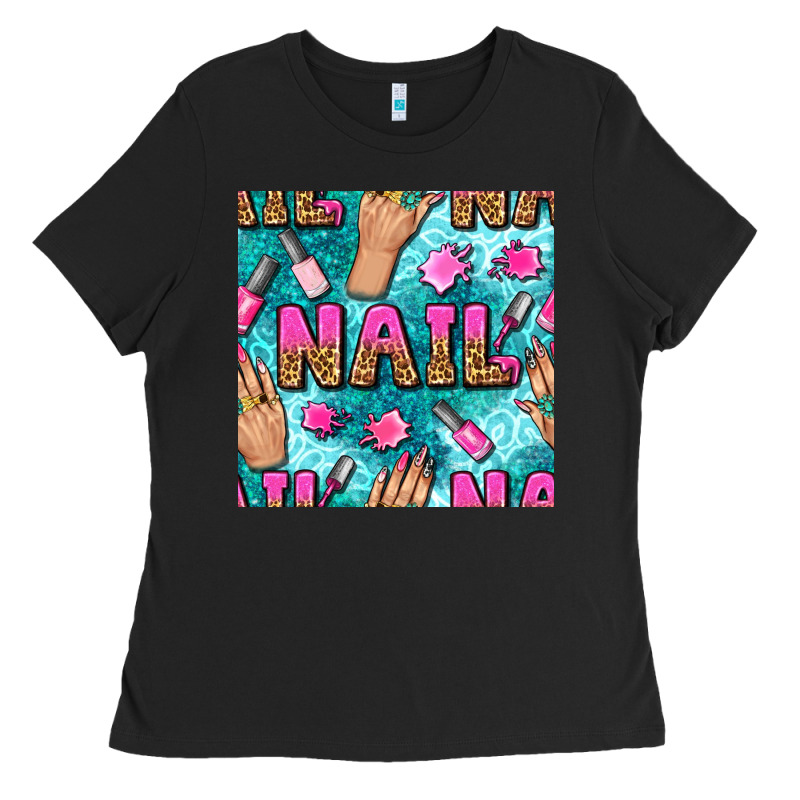 Nail Art Hands And Polish With Turquoise Leopard And Glitter Seamless  Ladies Tee by BundleAndBundleShop | Teevron