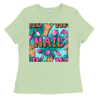 Matcha nail art hands and polish with turquoise leopard and glitter seamless  Ladies Tee - BundleAndBundleShop