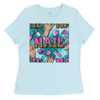 Baby Blue nail art hands and polish with turquoise leopard and glitter seamless  Ladies Tee - BundleAndBundleShop