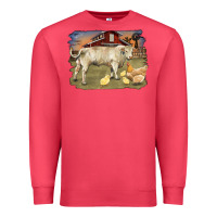 Cardinal charolaris bull and chicken in barnyard Premium Sweatshirt - RanaPortraitStore