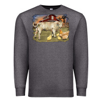 Charcoal Heather charolaris bull and chicken in barnyard Premium Sweatshirt - RanaPortraitStore