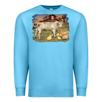 Ocean Blue charolaris bull and chicken in barnyard Premium Sweatshirt - RanaPortraitStore