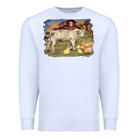 White charolaris bull and chicken in barnyard Premium Sweatshirt - RanaPortraitStore
