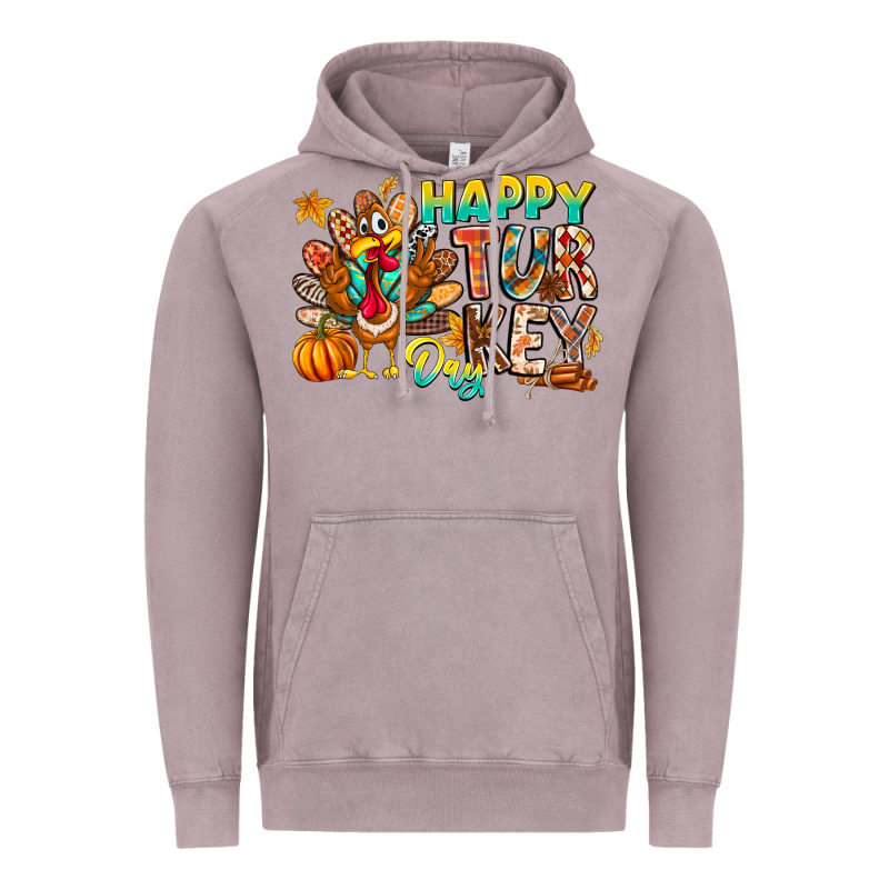 Happy Turkey Day Vintage Hoodie by CowhideDigitalArt | Teevron