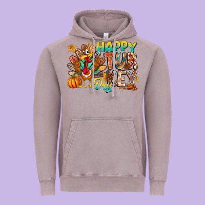 Happy Turkey Day Vintage Hoodie Designed By Cowhidedigitalart