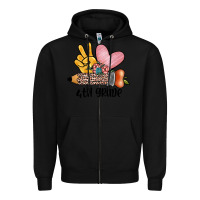 Black peace love 4th grade Zipper Hoodie - JahusDesignShop