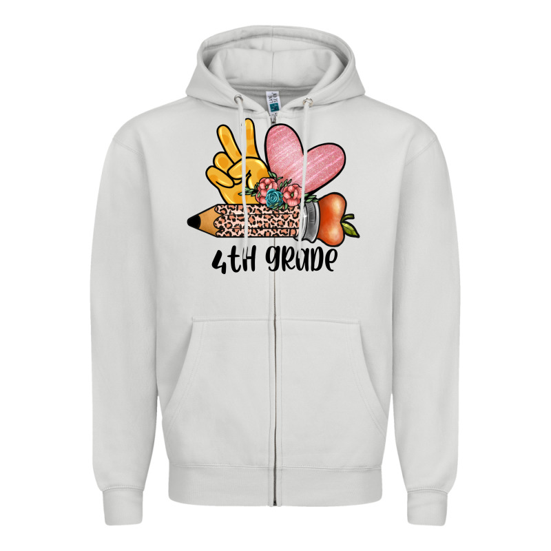 Peace Love 4th Grade Zipper Hoodie by JahusDesignShop | Teevron