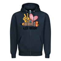 Navy peace love 4th grade Zipper Hoodie - JahusDesignShop