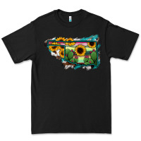 Black Oklahoma Map Sunflower Cactus Serape Premium Tee - RanaPortraitStore
