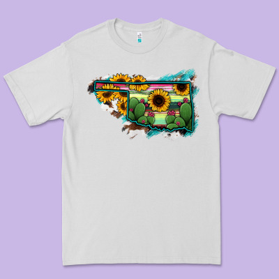 Oklahoma Map Sunflower Cactus Serape Premium Tee Designed By Ranaportraitstore