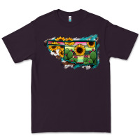 Plum Oklahoma Map Sunflower Cactus Serape Premium Tee - RanaPortraitStore